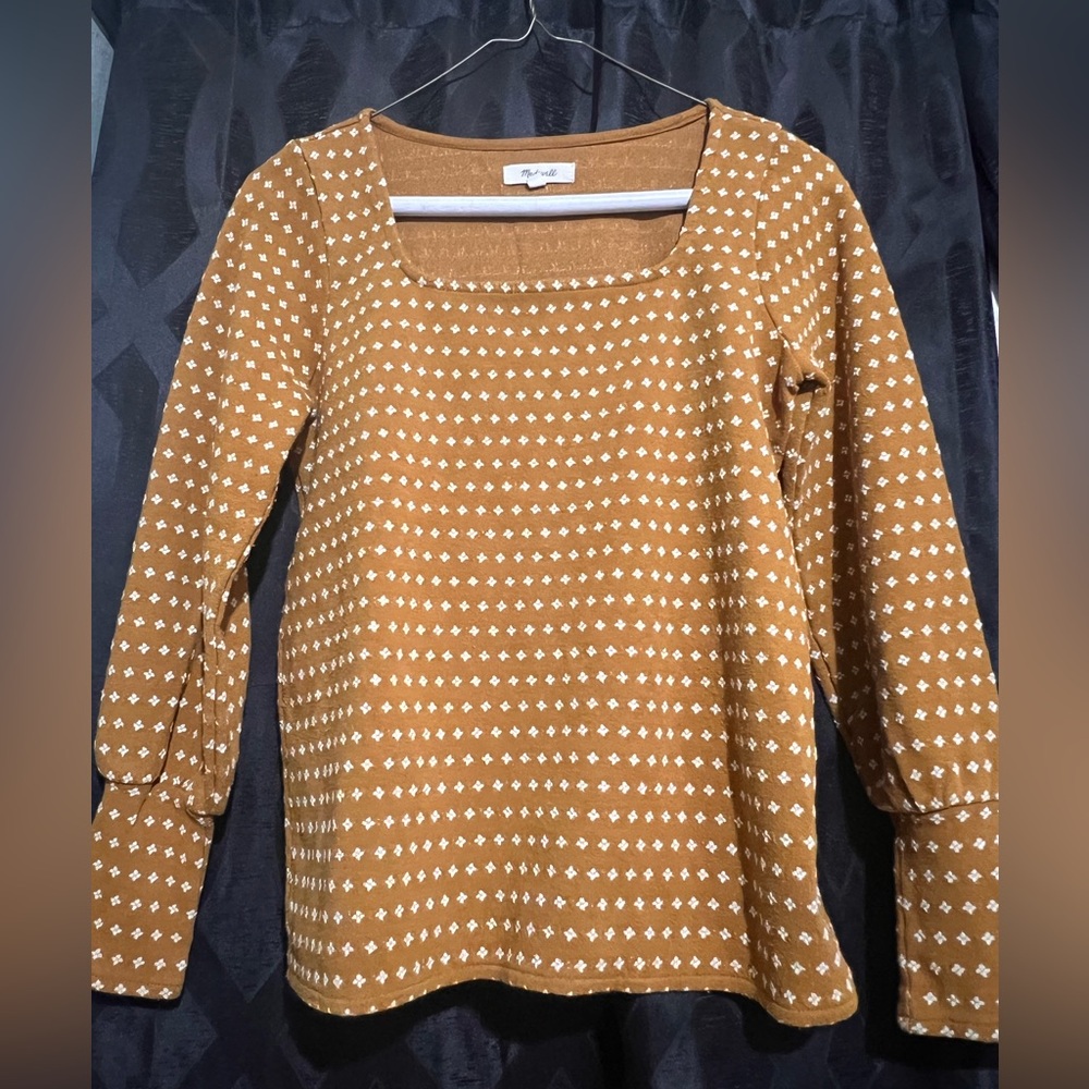 Madewell Ochre Sweater with White Dots